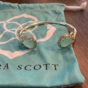 Kendra Scott retired Andy cuff bracelet in mint green chalcedony glass and gold